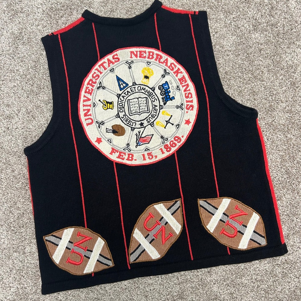 Vintage Marisa Christina Nebraska Cornhuskers Go Big Red Sweater Vest Football